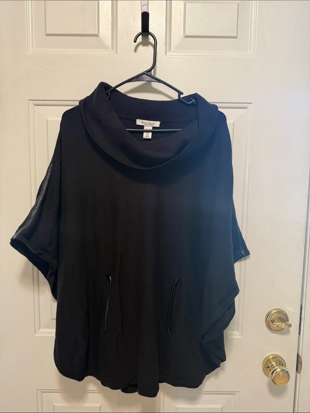 White House Black Market Black Short-Sleeve Cowl-Neck